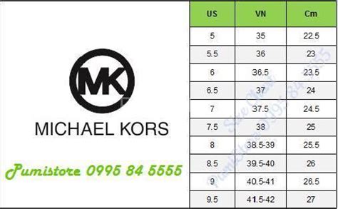 Michael Kors shoes size charts 